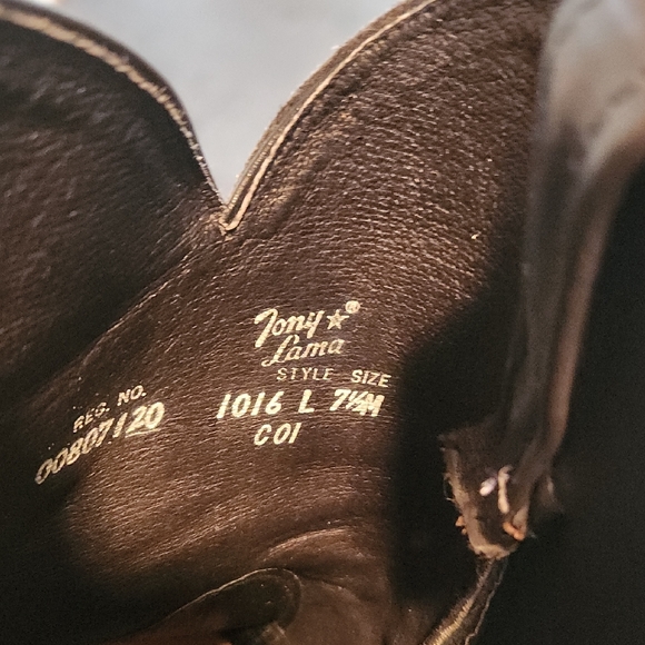 Tony Lama Black Heeled Boots - Picture 2 of 12